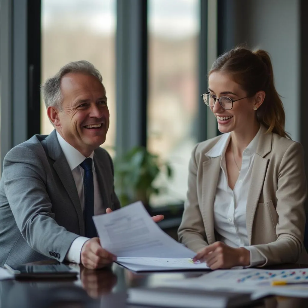 Consultor financiero asesorando a un cliente
